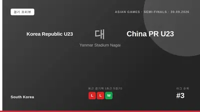 대한민국 U23 대표팀이 30일 일본 나가이 스타디움에서 열리는 아시안게임 4강전에서 중국을 상대한다